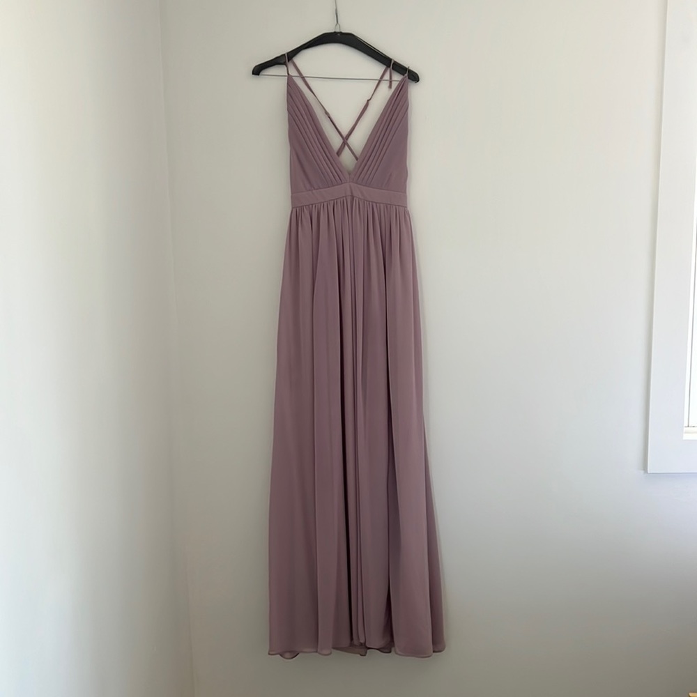 Lulu’s Ballroom Bliss Dusty Lilac Pleated Maxi Dress Size Medium